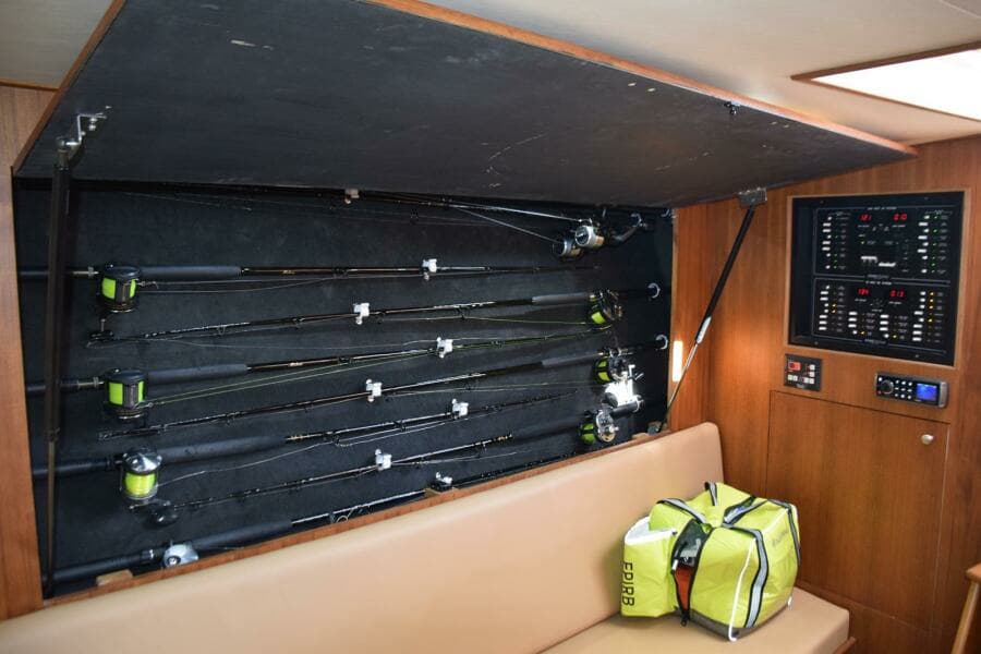Rod Storage Cabinet above Settee