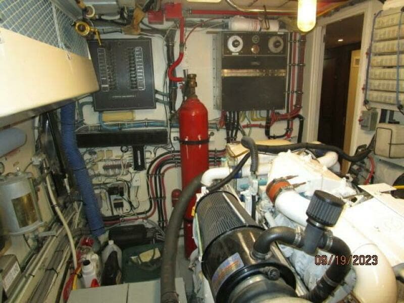 63' Hatteras port engine room forward