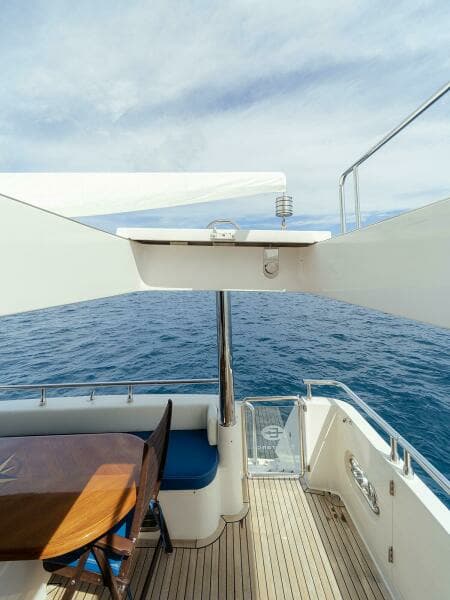 Looking down from Flybridge to Aft Deck