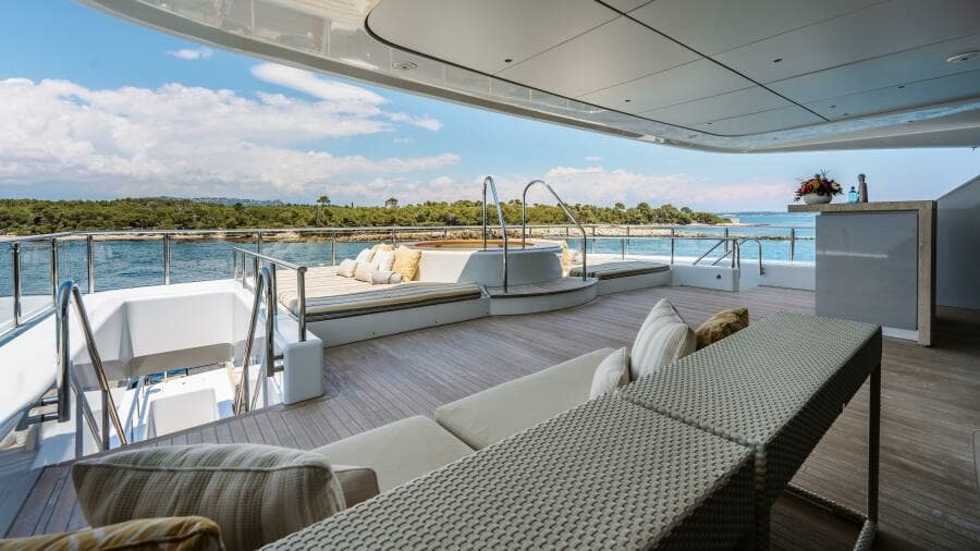 Loon 221' Bridge Deck Aft Jacuzzi and Lounge Area