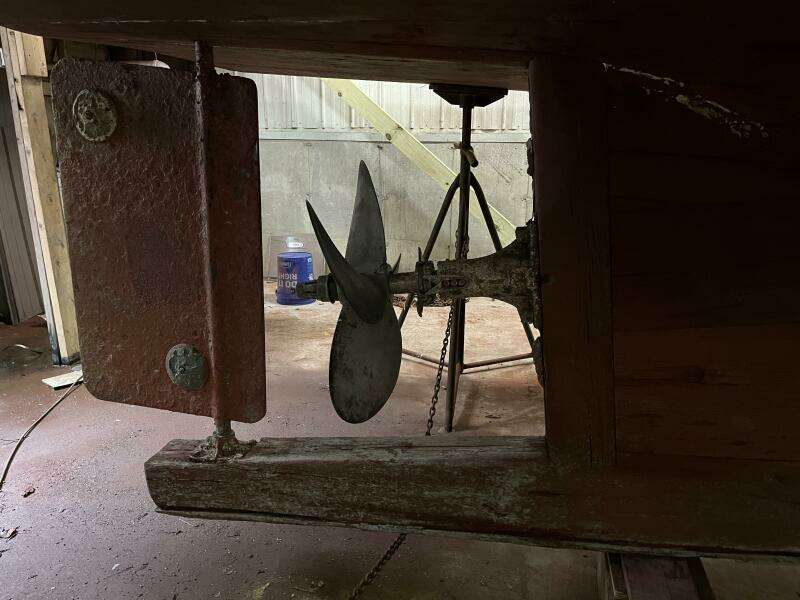 Rudder, propeller, and skeg