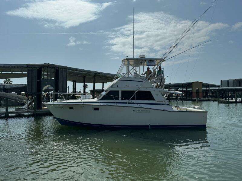 1983 Bertram 385 Convertible- Cast Off II-Port Profile