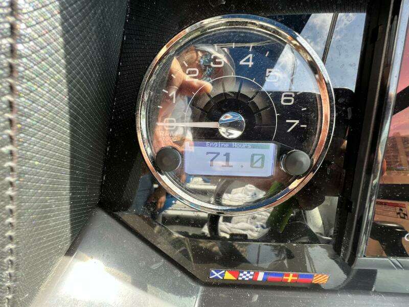 Monterey M-45 2022 engine hours gauge displaying 71.0 hours.