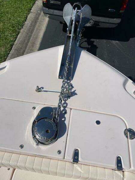 2014 Grady-White Fisherman 257 boat anchor and chain mechanism.