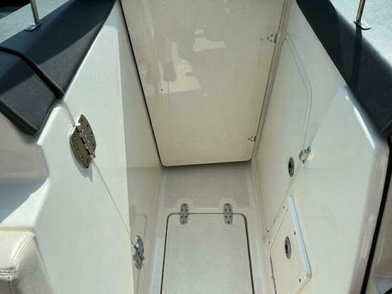 2018 Boston Whaler 270 Vantage boat interior with storage compartments.