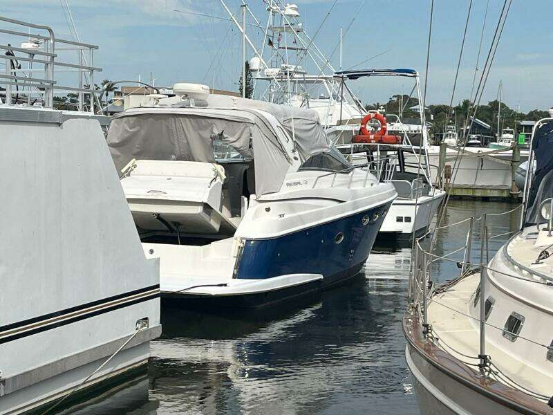 2003 Regal Commodore 3860 yacht docked at marina.