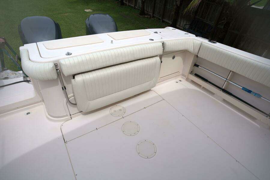 2007 Grady-White Express 330 boat deck with seating and storage.