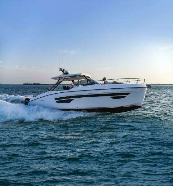 2024 Oryx 379 boat cruising on open water.