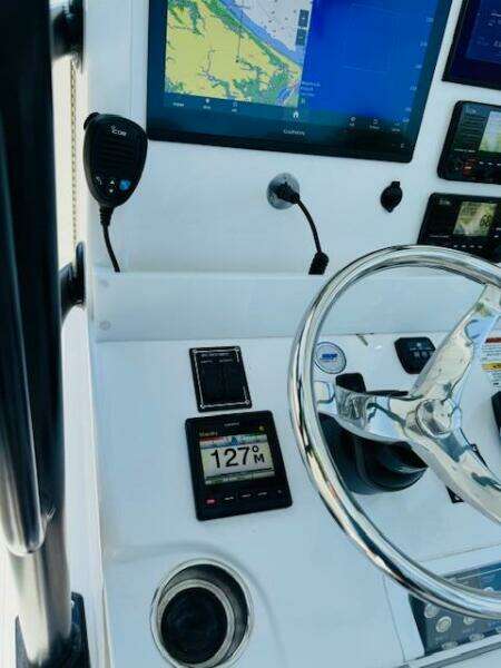 2022 Invincible 36 Open Fisherman dashboard with navigation and control systems.