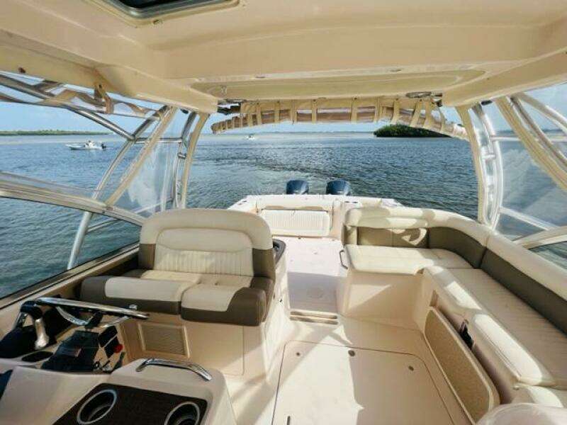 2014 Grady-White Freedom 335 boat interior with ocean view.