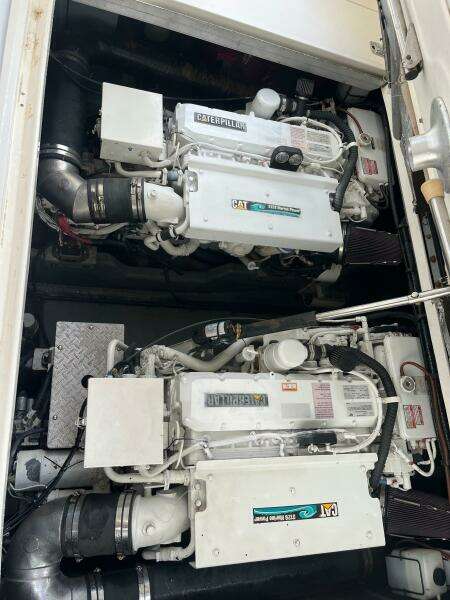 Twin engines of a 2001 Sea Ray 410 Sundancer yacht.