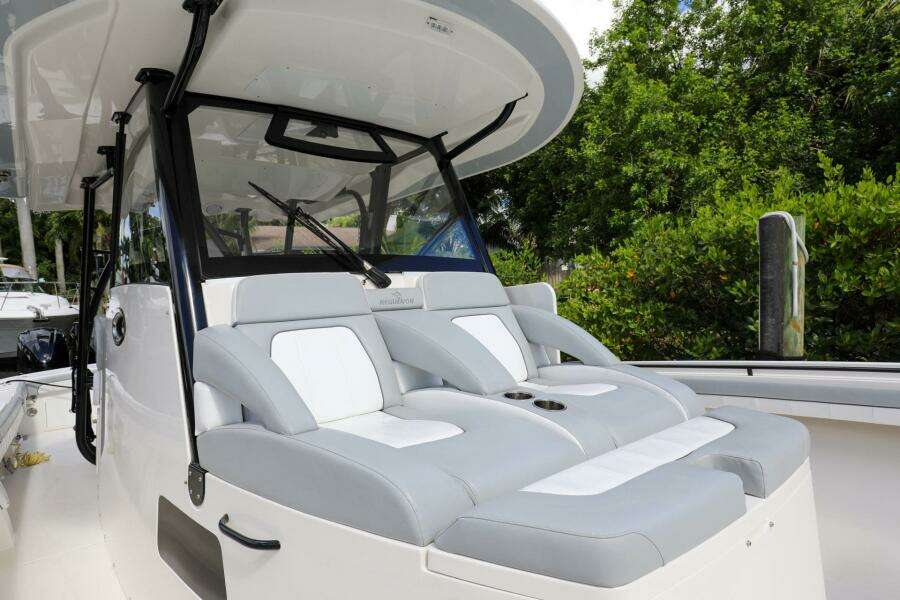 2020 Regulator 41 boat with comfortable seating and modern design.