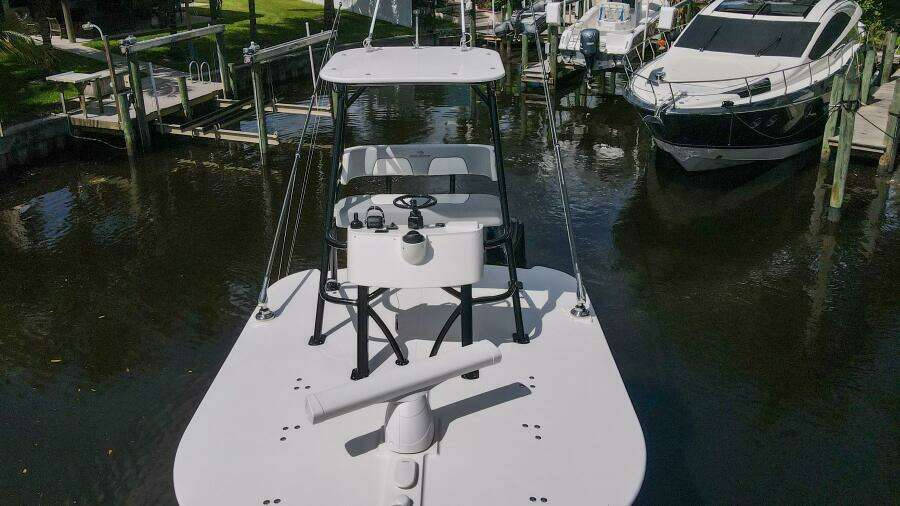 2020 Regulator 41 boat docked in a marina.