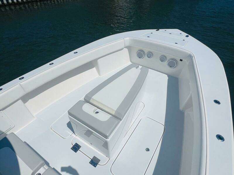 2015 Billfish 39 Custom CC boat deck with seating and storage.