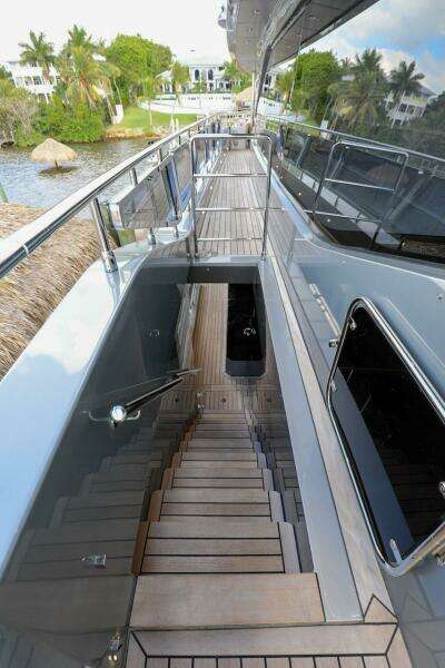 Luxurious 2025 Majesty 120 yacht deck with sleek design and modern amenities.