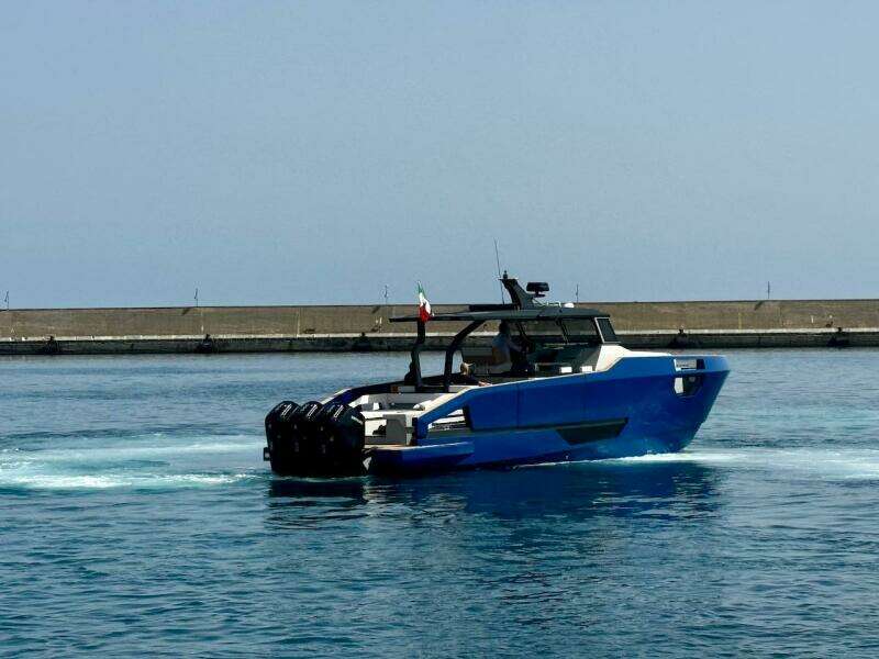 Aicon Audace 50 yacht, 2025 model, cruising in a harbor.