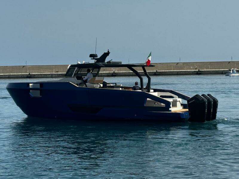 2025 Aicon Audace 50 yacht in calm waters, featuring sleek design and modern aesthetics.
