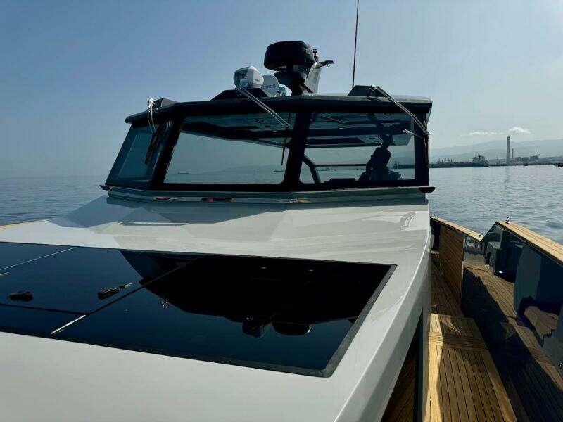 Aicon Audace 50 yacht, 2025 model, sleek design on calm waters.