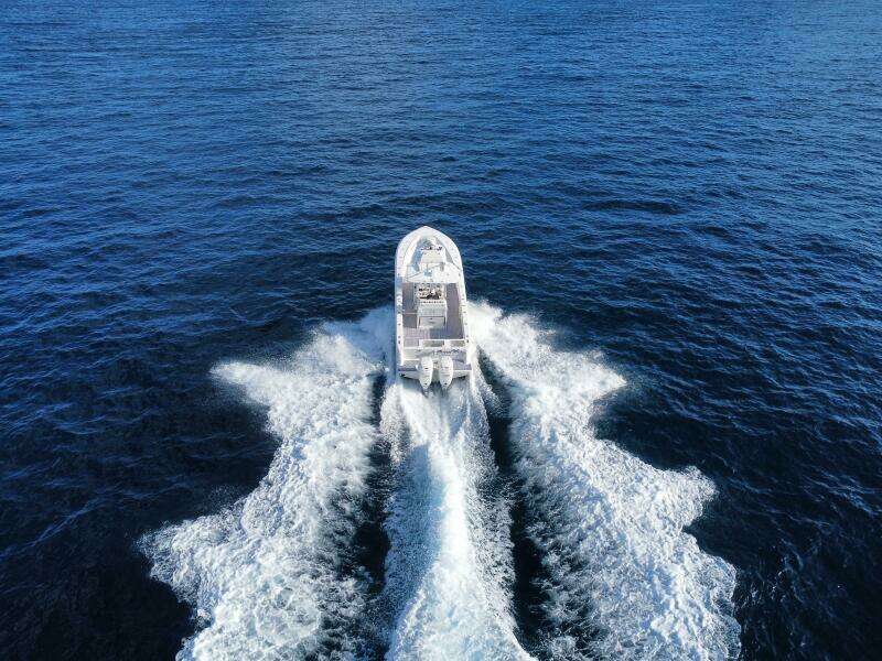 2017 SeaVee 340Z boat cruising on open blue ocean waters.