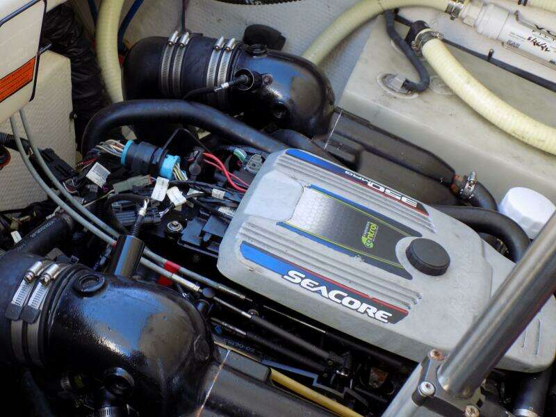 Portside engine adjacent to holding tank