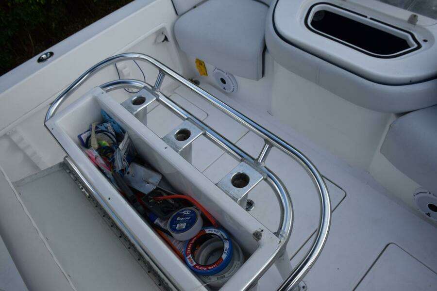 Helm Leaning Post with Backrest Removed and Cushion Hinged Open   