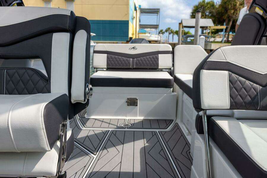 2023 Monterey 255 Super Sport boat interior with stylish seating and modern design.