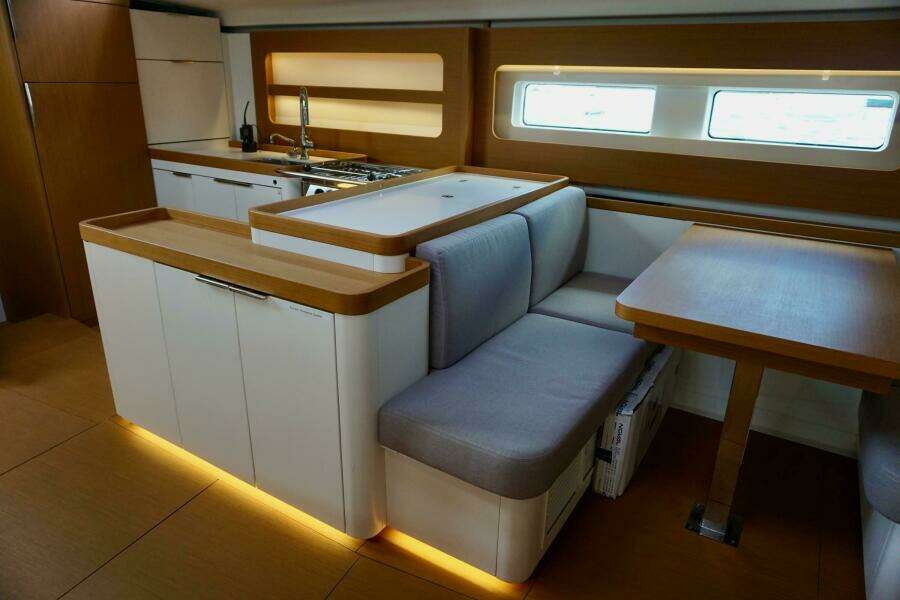 2020 Beneteau First 53 salon dining table