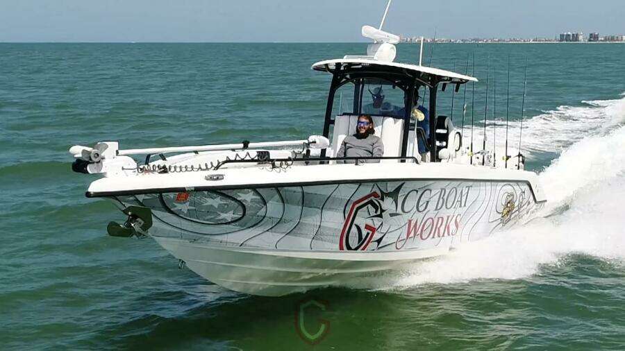 2023 CG Boat Works 35 M-Series cruising on open water.