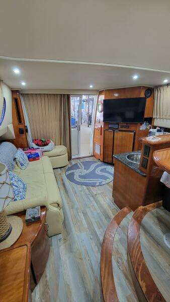 Interior of 2004 Carver 360 Sport Sedan with cozy seating and modern amenities.