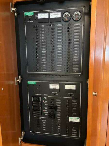 Electrical control panel inside a 2006 Carver 43 Motor Yacht.