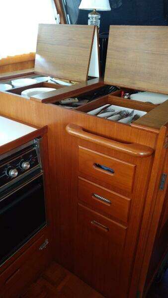 36' Grand Banks galley storage