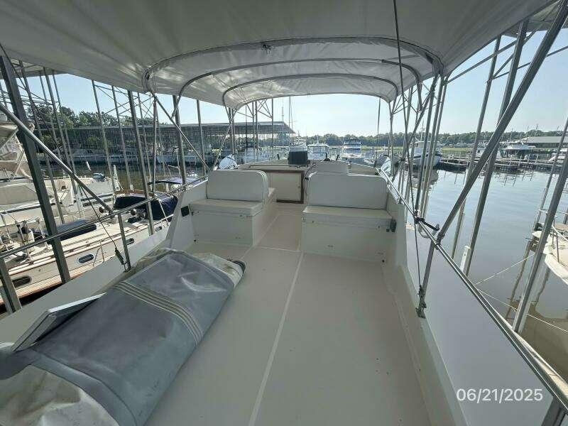 36' Grand Banks flybridge forward