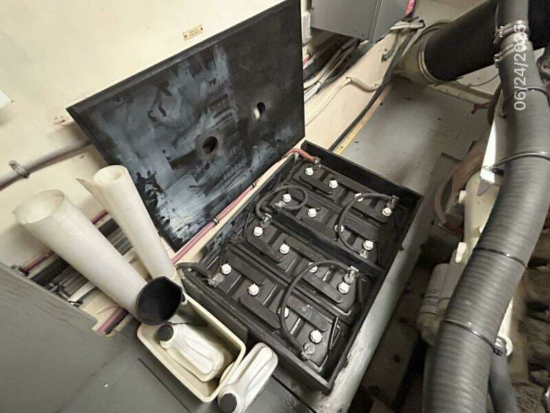 63' Hatteras starboard engine room battery bank