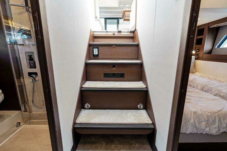2020 52 Prestige Flybridge - Vacay - Companionway to Staterooms