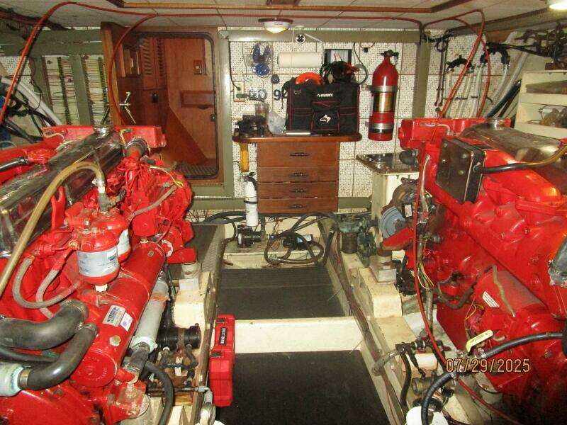 44' DeFever engine room forward