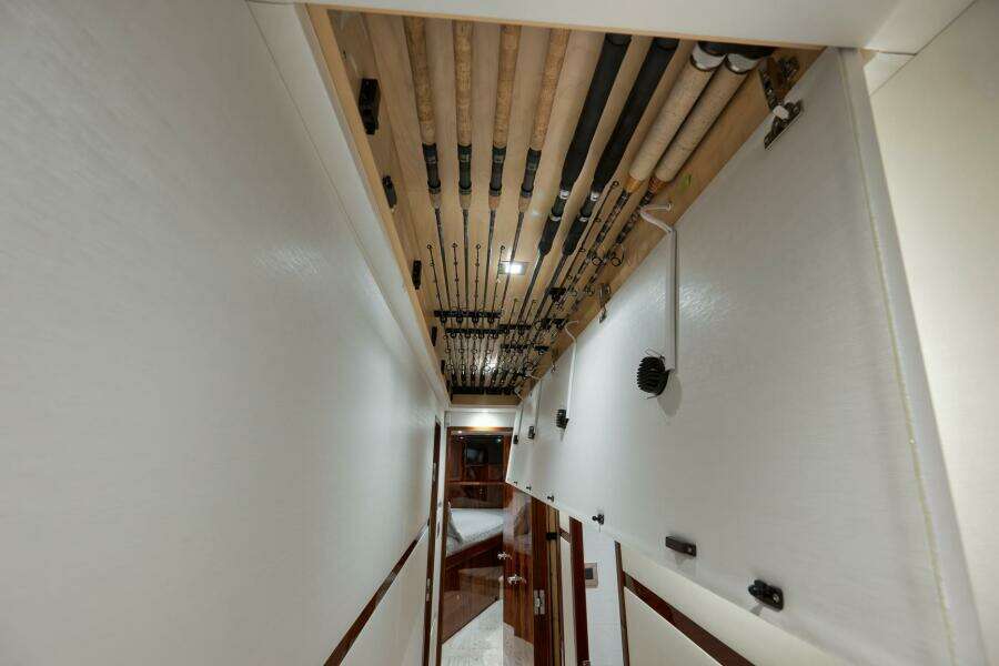 2025 Viking 90 Convertible- NIKKI BELLA- Companionway Overhead Rod Storage