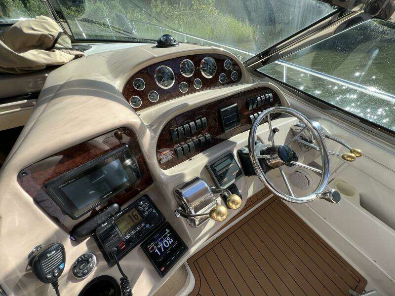 2002 Sea Ray 360 Sundancer with Electronics Covers off and Electronics On