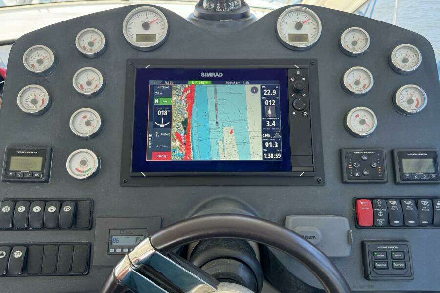 Dashboard of 2014 Beneteau Gran Turismo 44 with navigation and control instruments.