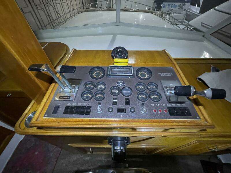 Primary Helm Dashboard with Gauges and Controls – Egg Harbor 40