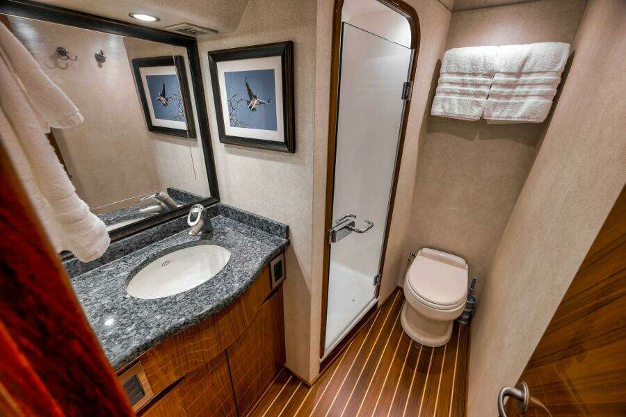 2011 Viking 76 Enclosed Bridge- TEUSEAS- MAster Stateroom Head